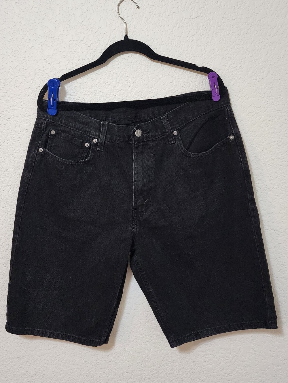 Levi’s 469 Loose Shorts Mens 36 Black Baggy Denim Jorts Skater Style